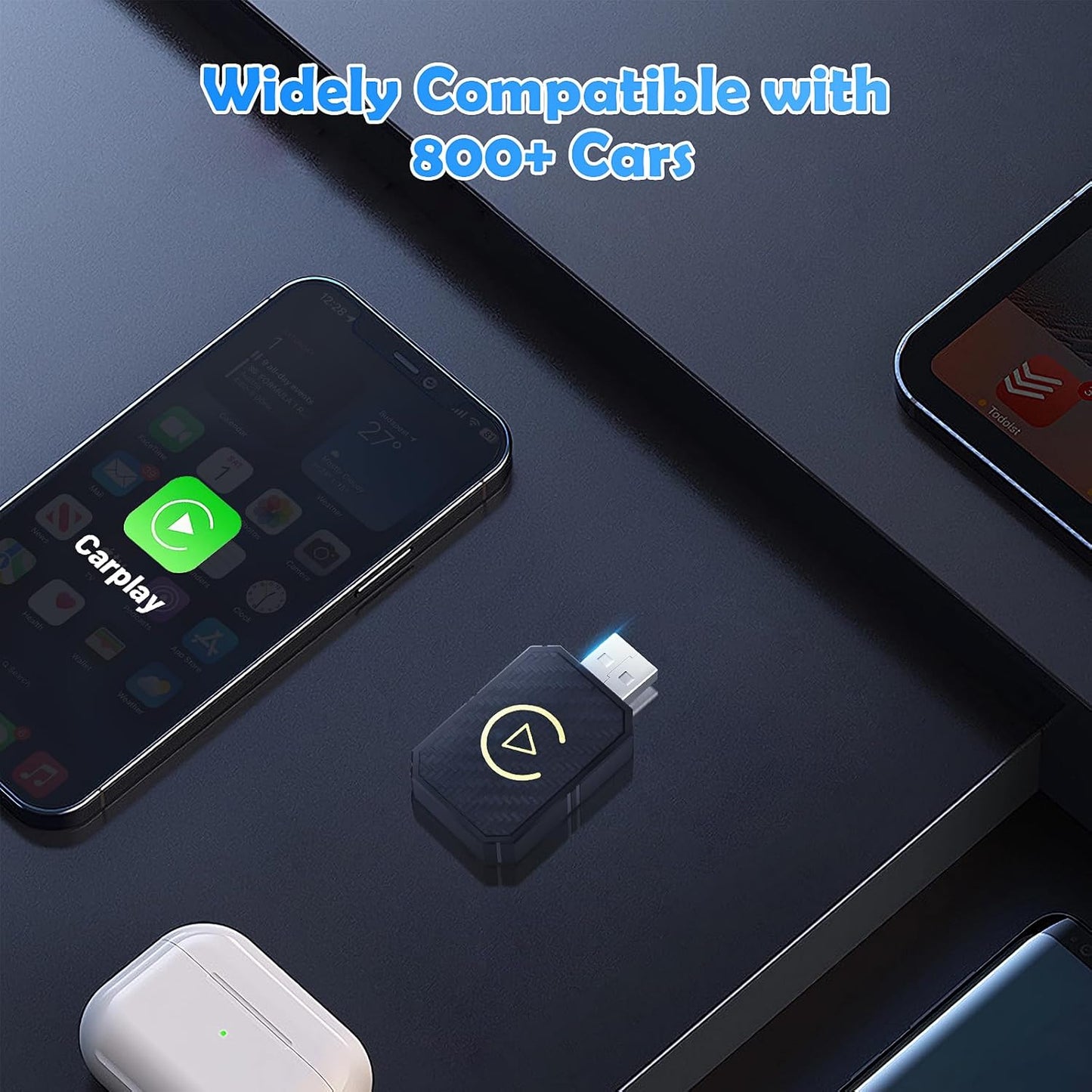 Adaptador Inalámbrico Automático Para Android 2 En 1 & Ca-R-P-Lay, Pug & Play Estable Rápido Con Cable a Dongle Inalámbrico Apto Para Automóviles, Actualización En Línea, Negro
