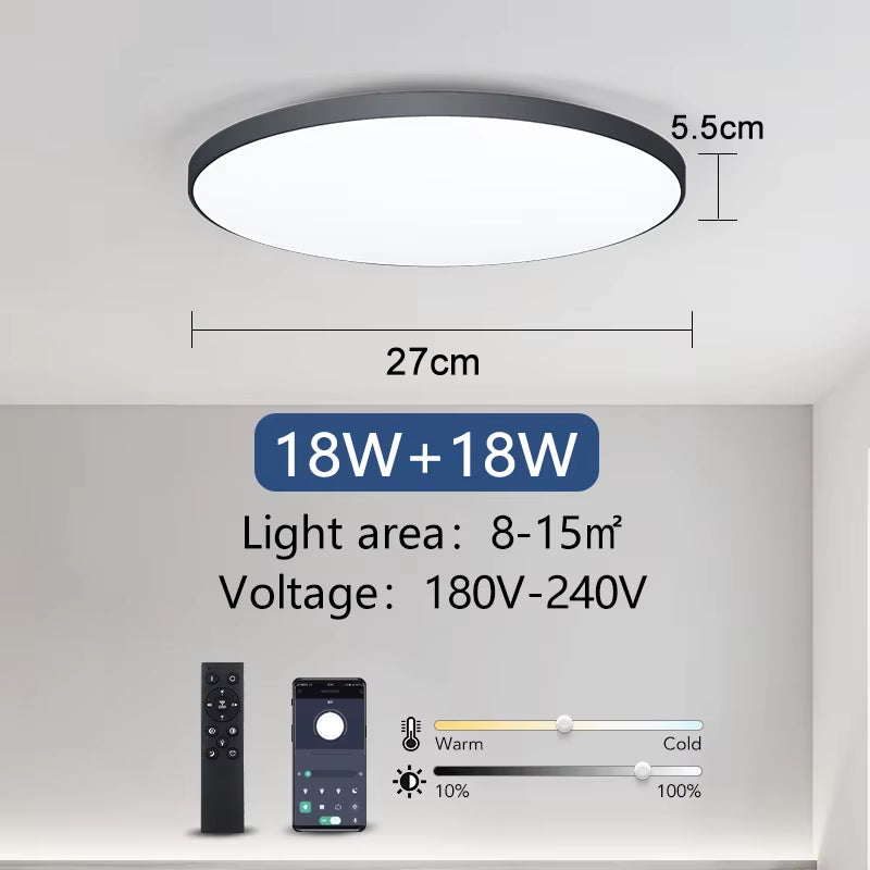 Smart LED Ceiling Lamp with Remote Control - Dimmable Lighting for Bedroom and Living Room