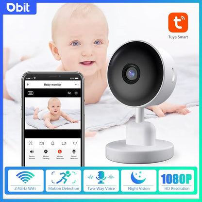 3MP Tuya Smart WiFi Baby Monitor with Two-Way Audio and Night Vision for Newborn Security Surveillance