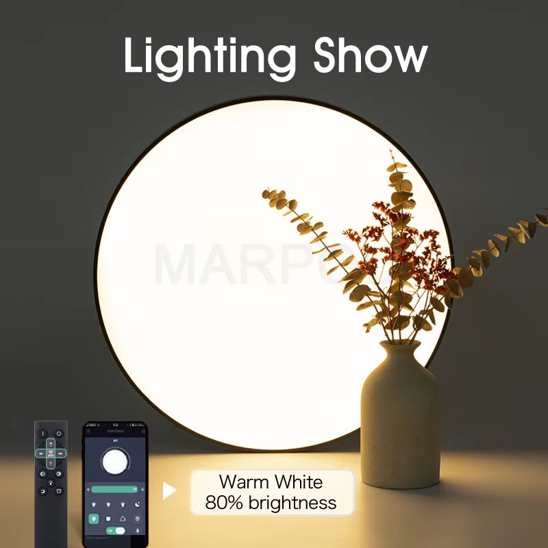 Smart LED Ceiling Lamp with Remote Control - Dimmable Lighting for Bedroom and Living Room