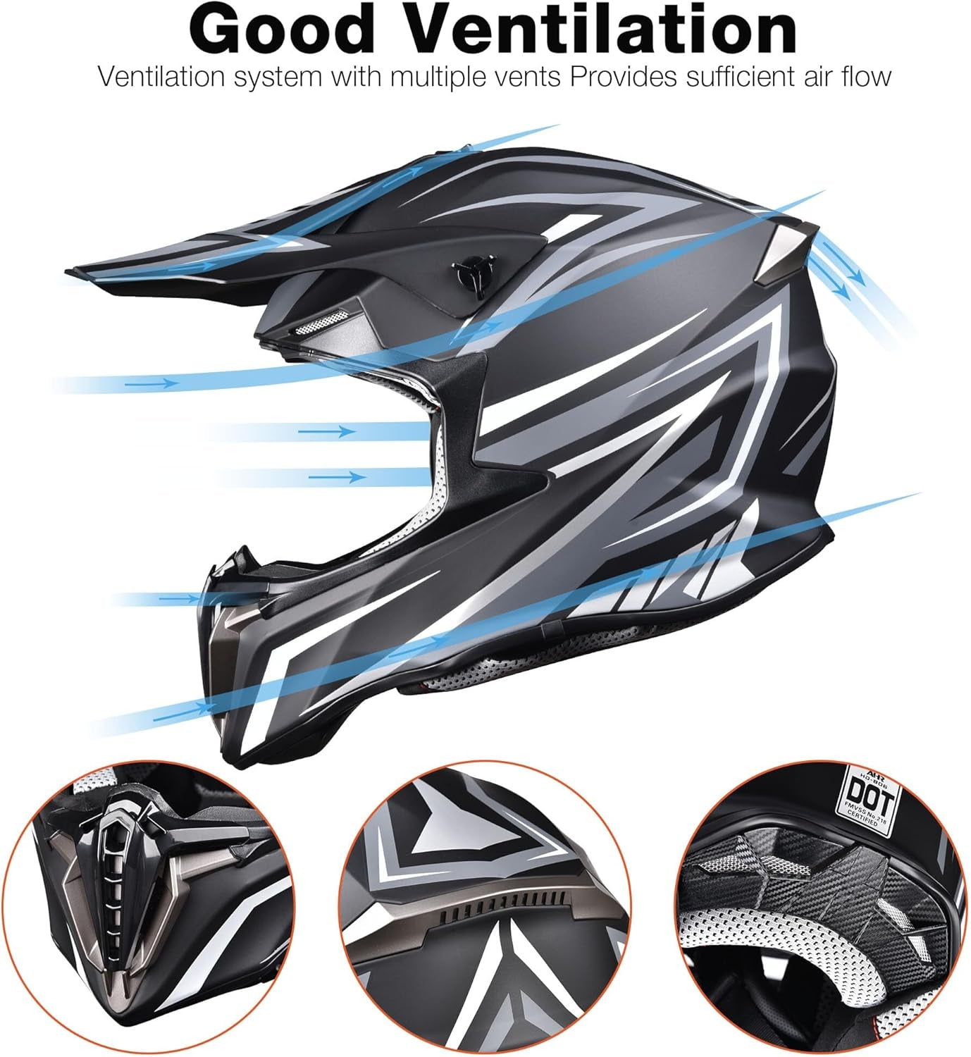Adult Offroad Dirt Bike Helmet Motocross ATV Dirtbike Outdoor BMX MX Full Face Motorcycle Helmet DOT Approved