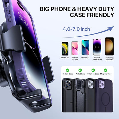 Upgraded Wider Clamp Phone Holders for Your Car, Metal Hook Air Vent Car Mount [Thick Cases Friendly] Automobile Hands Free Compatible with Iphone 17/16/15/14/13 Series All Smartphone