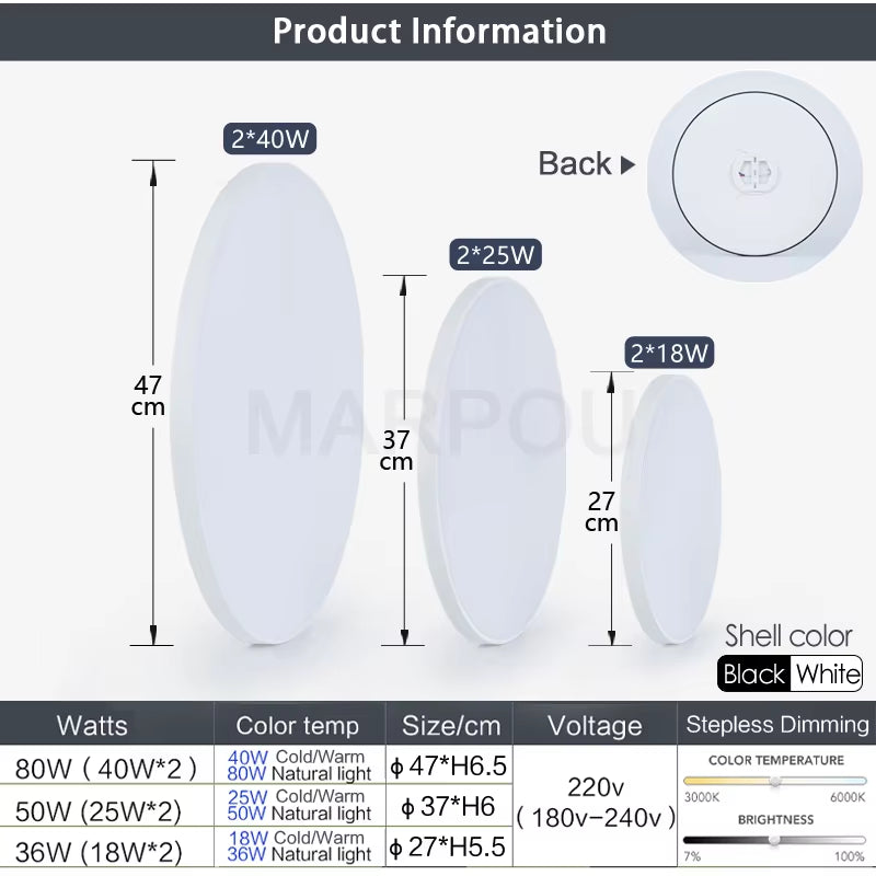 Smart LED Ceiling Lamp with Remote Control - Dimmable Lighting for Bedroom and Living Room