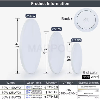Smart LED Ceiling Lamp with Remote Control - Dimmable Lighting for Bedroom and Living Room