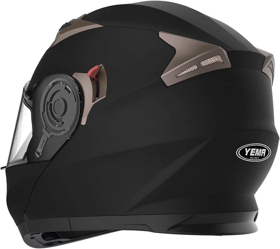 YEMA YM-925 ECE Certified Modular Motorcycle Helmet - Full-Face Scooter Helmet for Adults with Dual Visor System