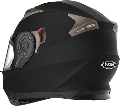 YEMA YM-925 ECE Certified Modular Motorcycle Helmet - Full-Face Scooter Helmet for Adults with Dual Visor System