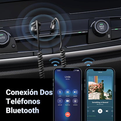 UGREEN Bluetooth 6.0 Receiver Adapter with 3.5mm Aux Connector for Car Hands-Free Audio, Dark Gray