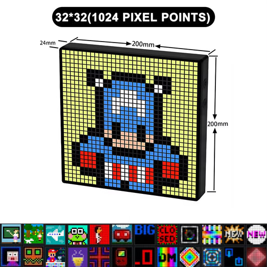 Smart RGB LED Matrix Display with Bluetooth App Control for Customizable Art and Gaming Room Decor