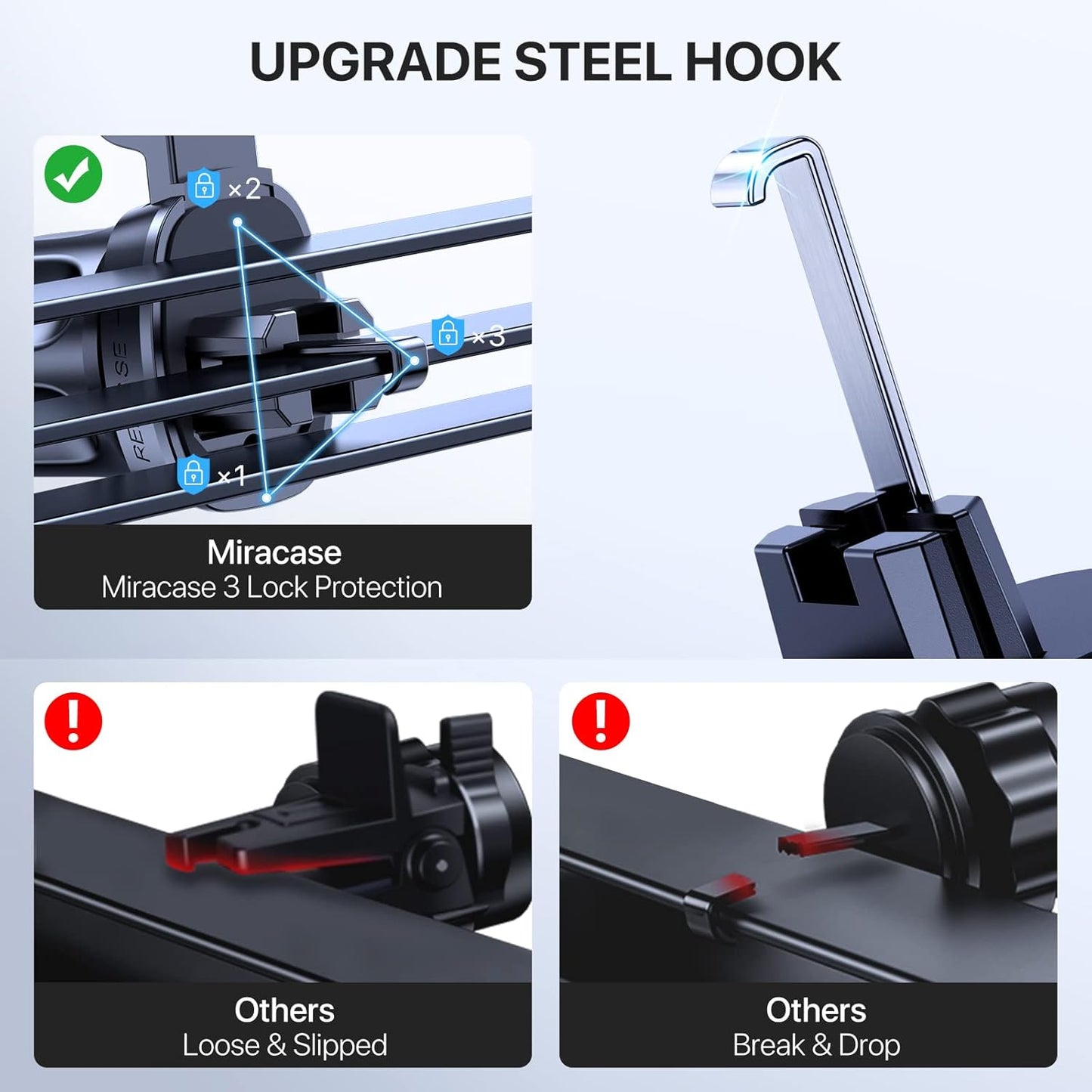 Upgraded Wider Clamp Phone Holders for Your Car, Metal Hook Air Vent Car Mount [Thick Cases Friendly] Automobile Hands Free Compatible with Iphone 17/16/15/14/13 Series All Smartphone