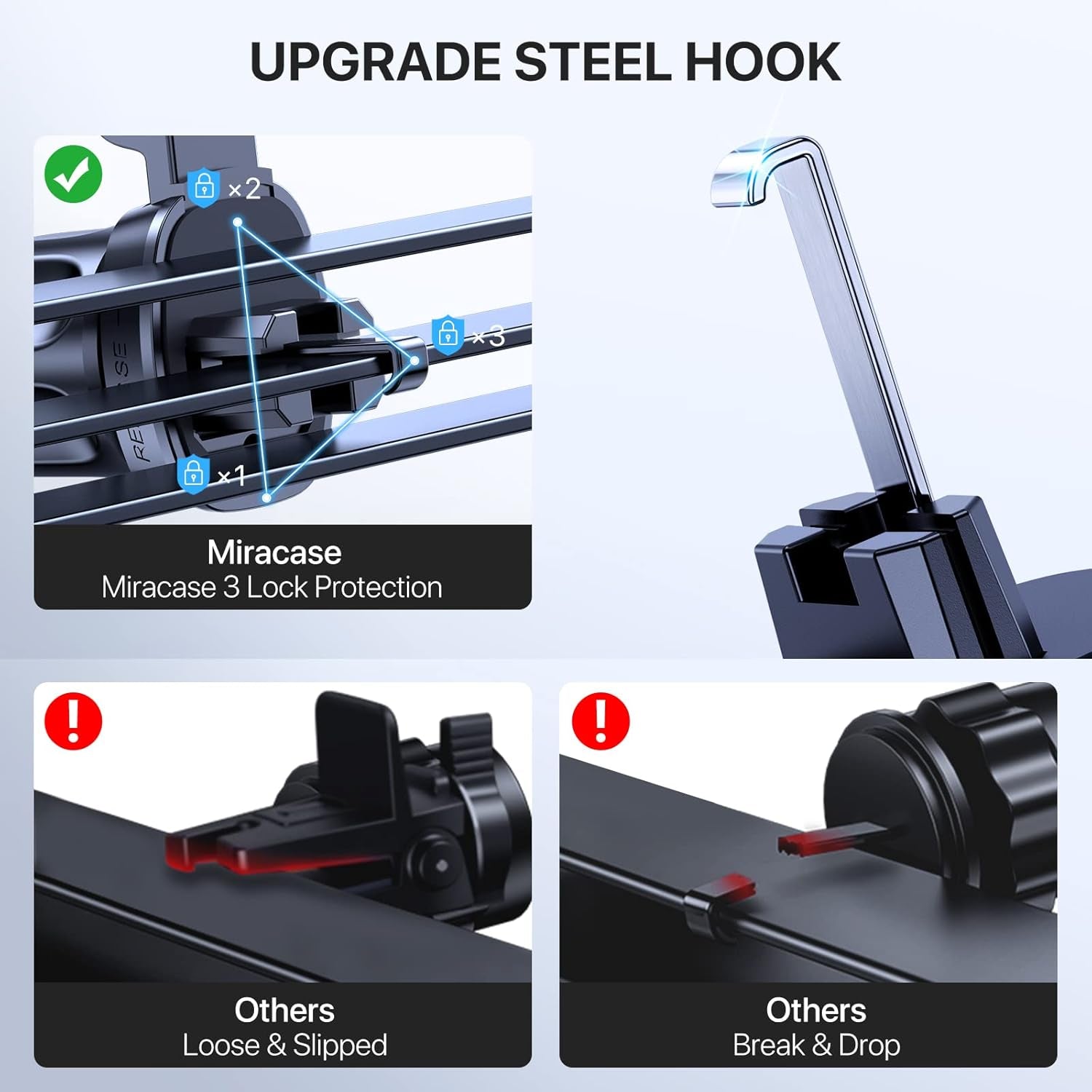 Upgraded Wider Clamp Phone Holders for Your Car, Metal Hook Air Vent Car Mount [Thick Cases Friendly] Automobile Hands Free Compatible with Iphone 17/16/15/14/13 Series All Smartphone
