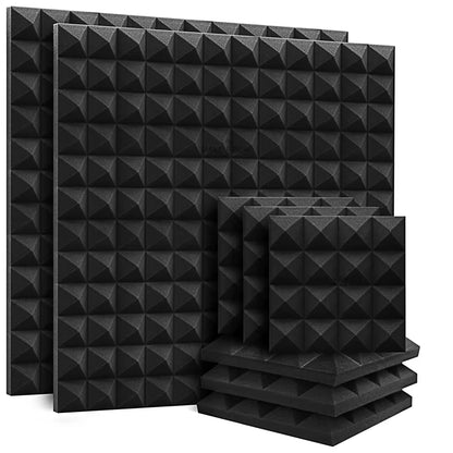 Acoustic Soundproof Foam Pyramid Panels - 12/24 Pieces, 250x250x50mm, 7 Color Options for Sound Absorption Treatment
