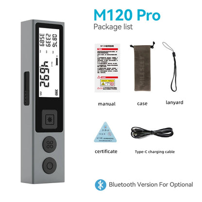 M120 Pro Portable Laser Distance Meter with USB Type C Charging, Backlit Display, and Mini Rangefinder for Home Measurement Tools