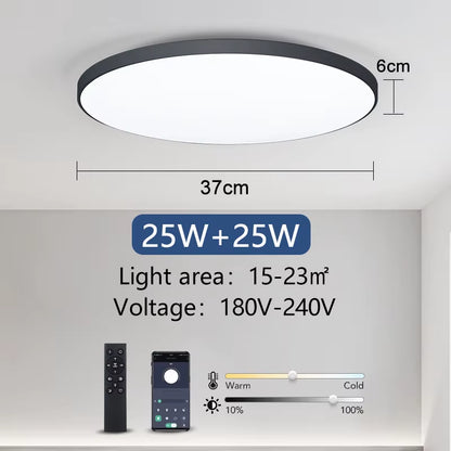 Smart LED Ceiling Lamp with Remote Control - Dimmable Lighting for Bedroom and Living Room