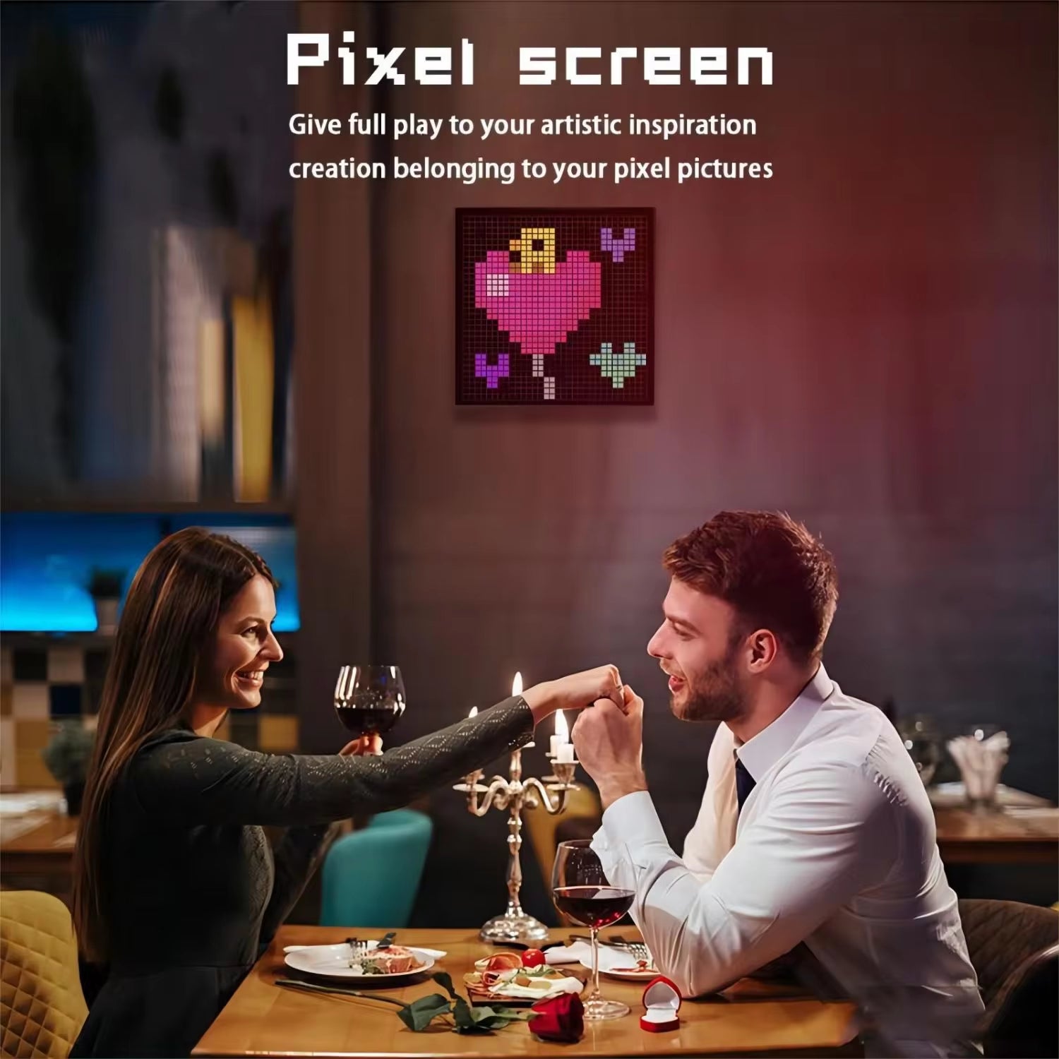 Smart RGB LED Matrix Display with Bluetooth App Control for Customizable Art and Gaming Room Decor
