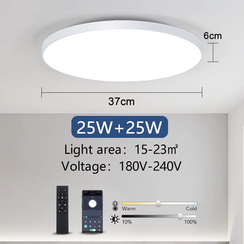 Smart LED Ceiling Lamp with Remote Control - Dimmable Lighting for Bedroom and Living Room