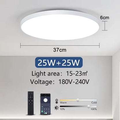 Smart LED Ceiling Lamp with Remote Control - Dimmable Lighting for Bedroom and Living Room