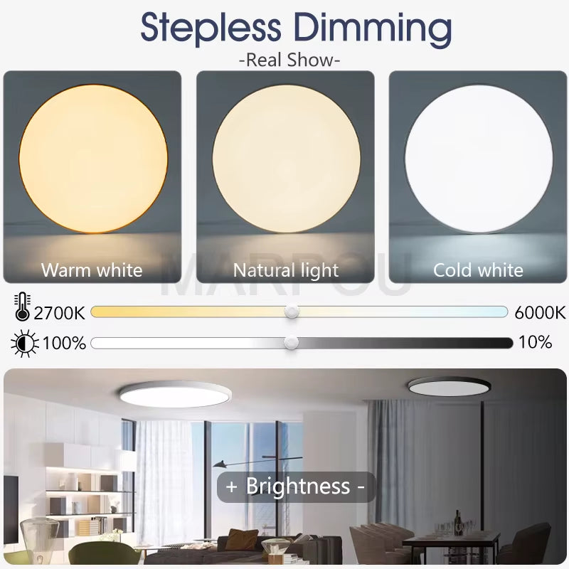 Smart LED Ceiling Lamp with Remote Control - Dimmable Lighting for Bedroom and Living Room