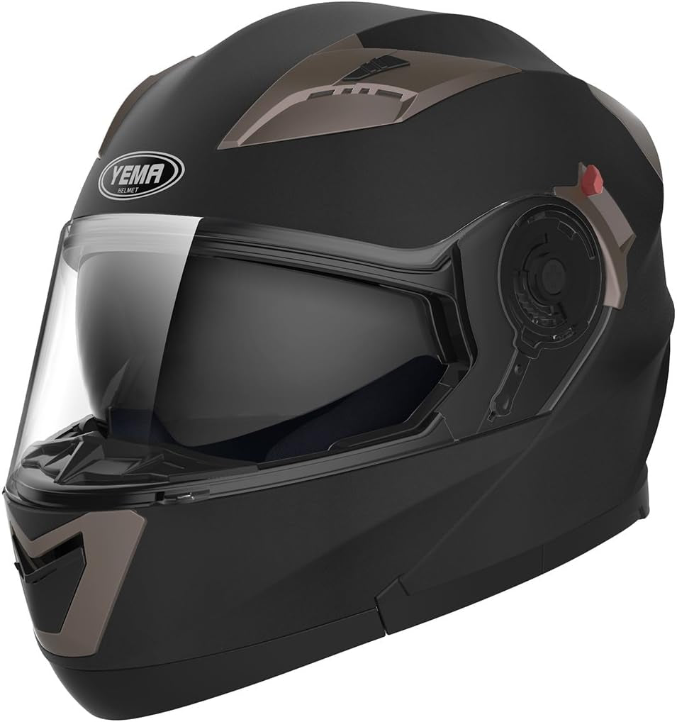 YEMA YM-925 ECE Certified Modular Motorcycle Helmet - Full-Face Scooter Helmet for Adults with Dual Visor System