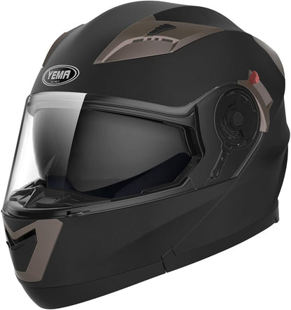 YEMA YM-925 ECE Certified Modular Motorcycle Helmet - Full-Face Scooter Helmet for Adults with Dual Visor System