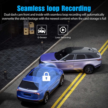 Dash Cam Front and Rear,  3 Channel Dual Dash Camera, 1080P Car Camera DVR Backup Cam, 3 Way Triple Dashboard Driving Recorder, inside IR Night Vision, G-Sensor, Parking Mode
