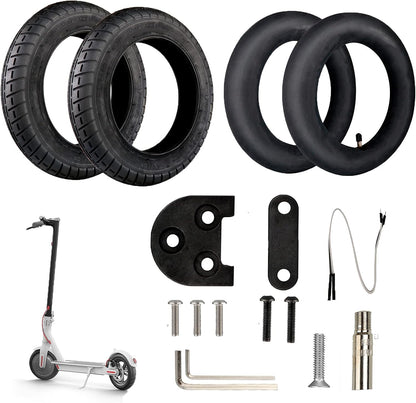ANSENI® Kit De Ruedas Wanda 10 Pulgadas Compatible Para Xiaomi M365, 1S, Essential,Pro Y Pro2, Reemplazo Para Scooter Eléctrico, Cámara De Aire, Elevaciones Y Adaptador De Válvula (Negro)