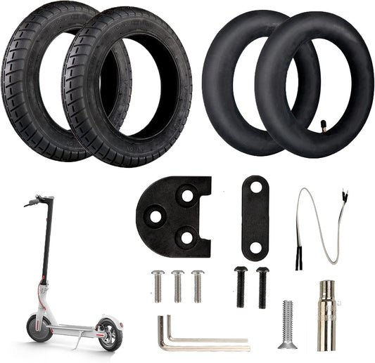 ANSENI® Kit De Ruedas Wanda 10 Pulgadas Compatible Para Xiaomi M365, 1S, Essential,Pro Y Pro2, Reemplazo Para Scooter Eléctrico, Cámara De Aire, Elevaciones Y Adaptador De Válvula (Negro)