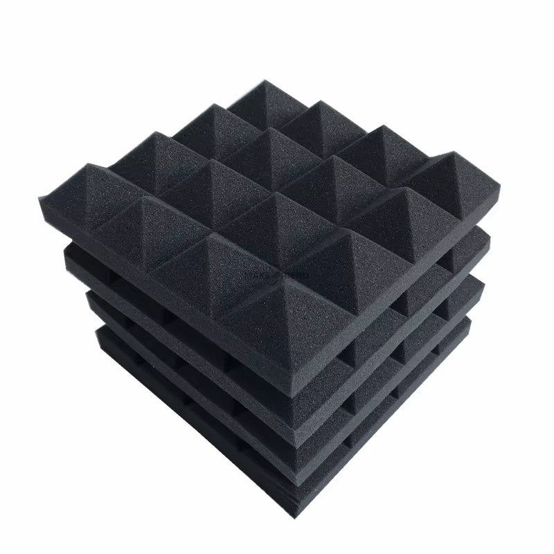 Acoustic Soundproof Foam Pyramid Panels - 12/24 Pieces, 250x250x50mm, 7 Color Options for Sound Absorption Treatment