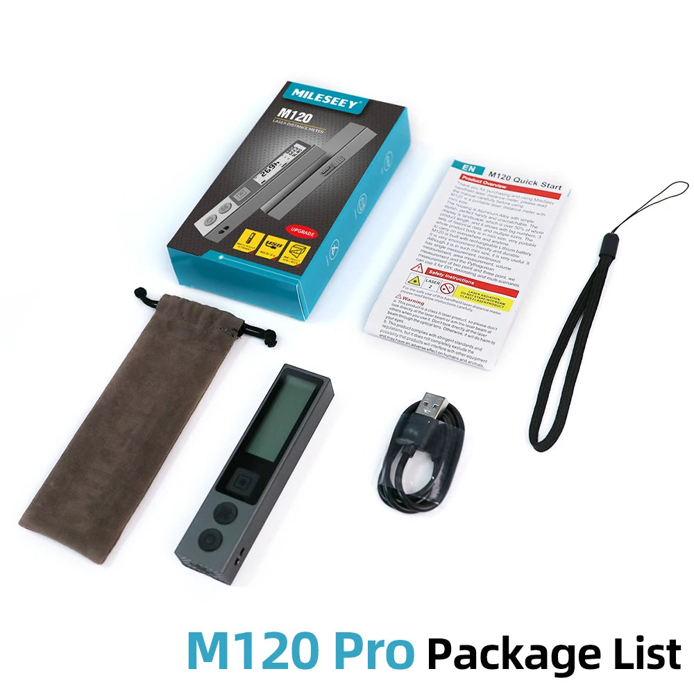 M120 Pro Portable Laser Distance Meter with USB Type C Charging, Backlit Display, and Mini Rangefinder for Home Measurement Tools