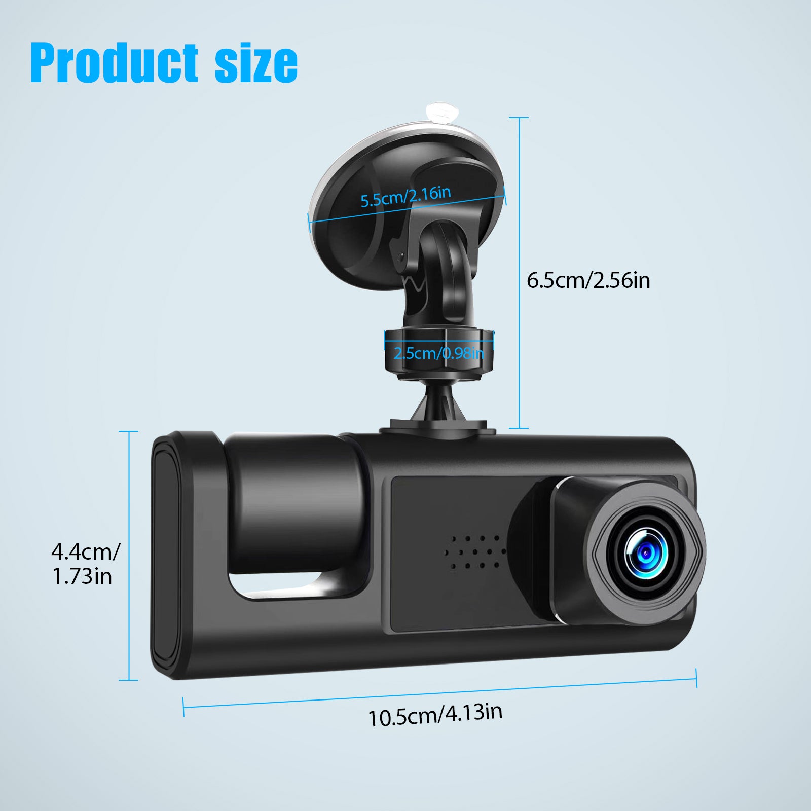 Dash Cam Front and Rear,  3 Channel Dual Dash Camera, 1080P Car Camera DVR Backup Cam, 3 Way Triple Dashboard Driving Recorder, inside IR Night Vision, G-Sensor, Parking Mode
