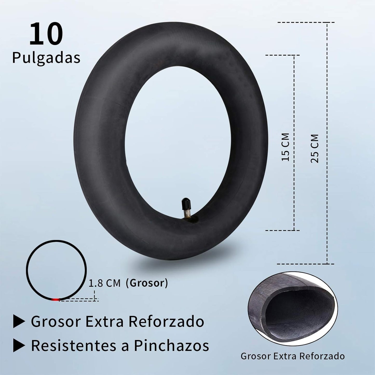 ANSENI® Kit De Ruedas Wanda 10 Pulgadas Compatible Para Xiaomi M365, 1S, Essential,Pro Y Pro2, Reemplazo Para Scooter Eléctrico, Cámara De Aire, Elevaciones Y Adaptador De Válvula (Negro)