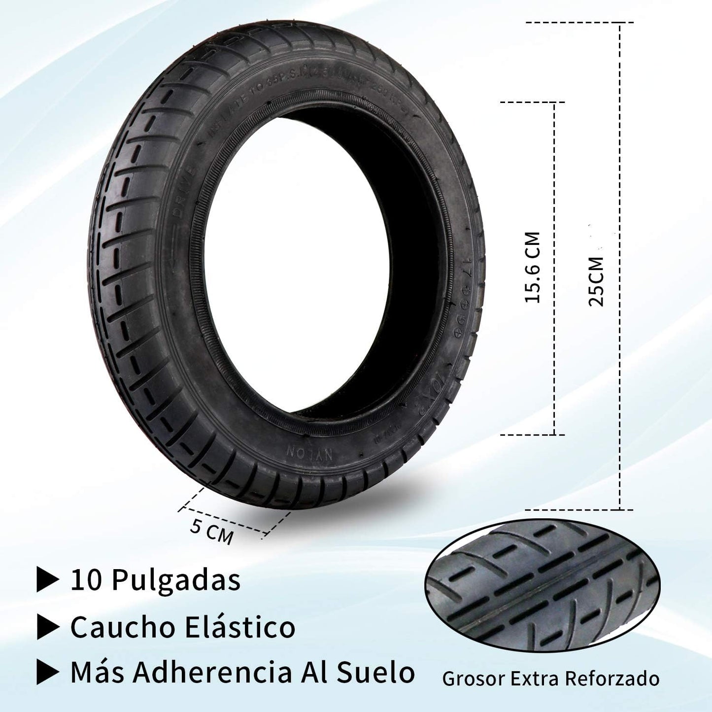 ANSENI® Kit De Ruedas Wanda 10 Pulgadas Compatible Para Xiaomi M365, 1S, Essential,Pro Y Pro2, Reemplazo Para Scooter Eléctrico, Cámara De Aire, Elevaciones Y Adaptador De Válvula (Negro)