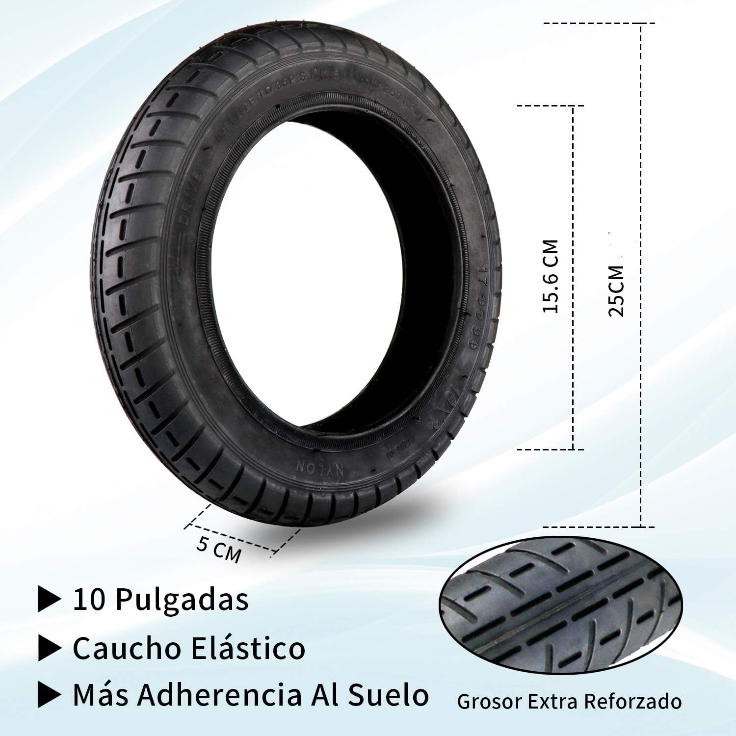 ANSENI® Kit De Ruedas Wanda 10 Pulgadas Compatible Para Xiaomi M365, 1S, Essential,Pro Y Pro2, Reemplazo Para Scooter Eléctrico, Cámara De Aire, Elevaciones Y Adaptador De Válvula (Negro)