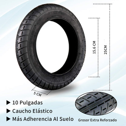 ANSENI® Kit De Ruedas Wanda 10 Pulgadas Compatible Para Xiaomi M365, 1S, Essential,Pro Y Pro2, Reemplazo Para Scooter Eléctrico, Cámara De Aire, Elevaciones Y Adaptador De Válvula (Negro)