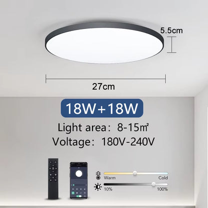 Smart LED Ceiling Lamp with Remote Control - Dimmable Lighting for Bedroom and Living Room