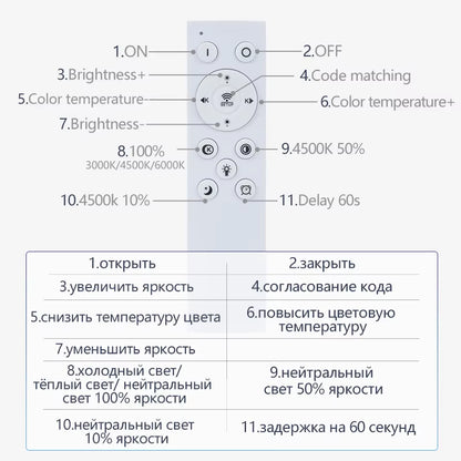 Smart LED Ceiling Lamp with Remote Control - Dimmable Lighting for Bedroom and Living Room
