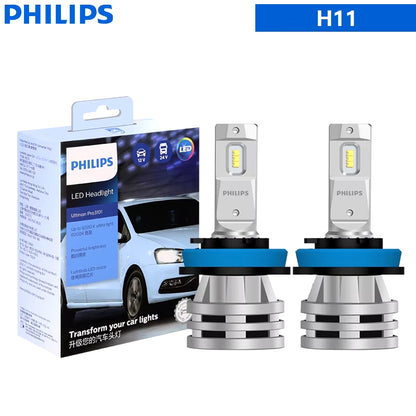 Philips Ultinon Pro3101 LED Headlight Lamps, H1 H3 H4 H7 H11 HB3 9005 HB4 9006 HIR2 9012, 12V/24V, 6000K Bright White, Pack of 2