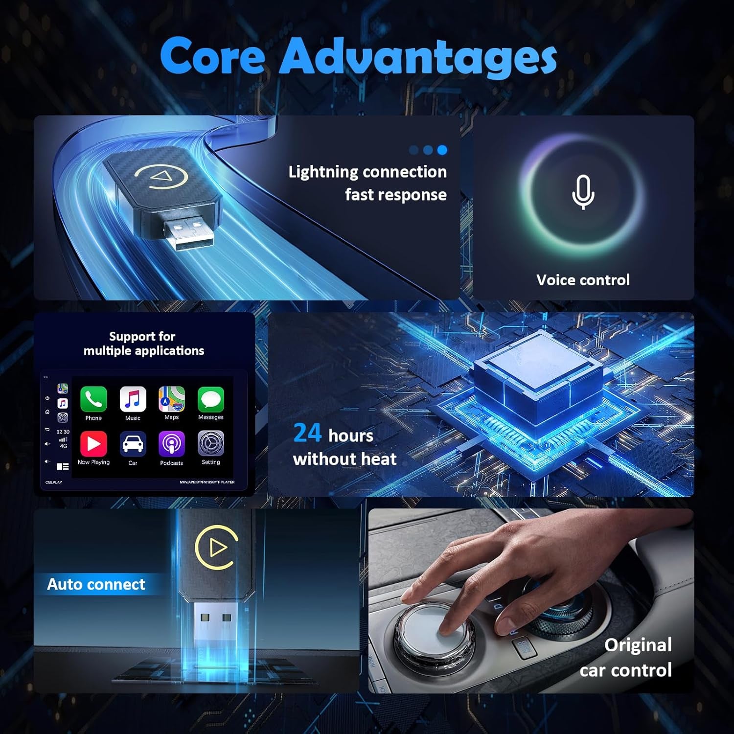 Adaptador Inalámbrico Automático Para Android 2 En 1 & Ca-R-P-Lay, Pug & Play Estable Rápido Con Cable a Dongle Inalámbrico Apto Para Automóviles, Actualización En Línea, Negro