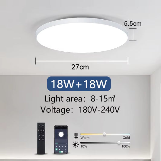 Smart LED Ceiling Lamp with Remote Control - Dimmable Lighting for Bedroom and Living Room
