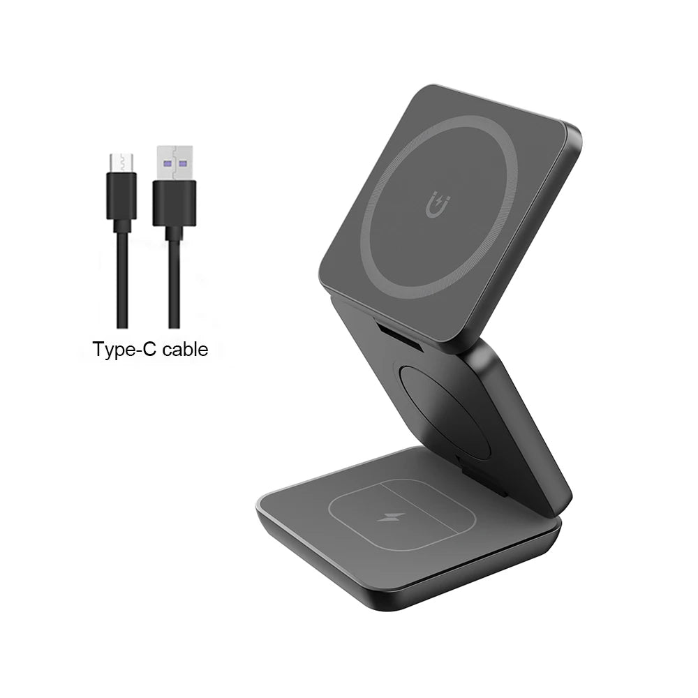 3-in-1 Foldable Magnetic Wireless Charging Station for iPhone 15/14/13/12 Pro Max and Apple Watch Series 8/9