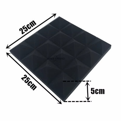 Acoustic Soundproof Foam Pyramid Panels - 12/24 Pieces, 250x250x50mm, 7 Color Options for Sound Absorption Treatment