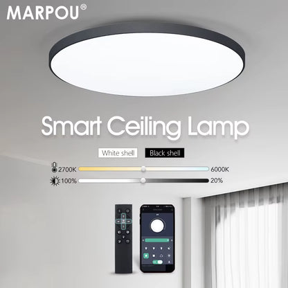 Smart LED Ceiling Lamp with Remote Control - Dimmable Lighting for Bedroom and Living Room