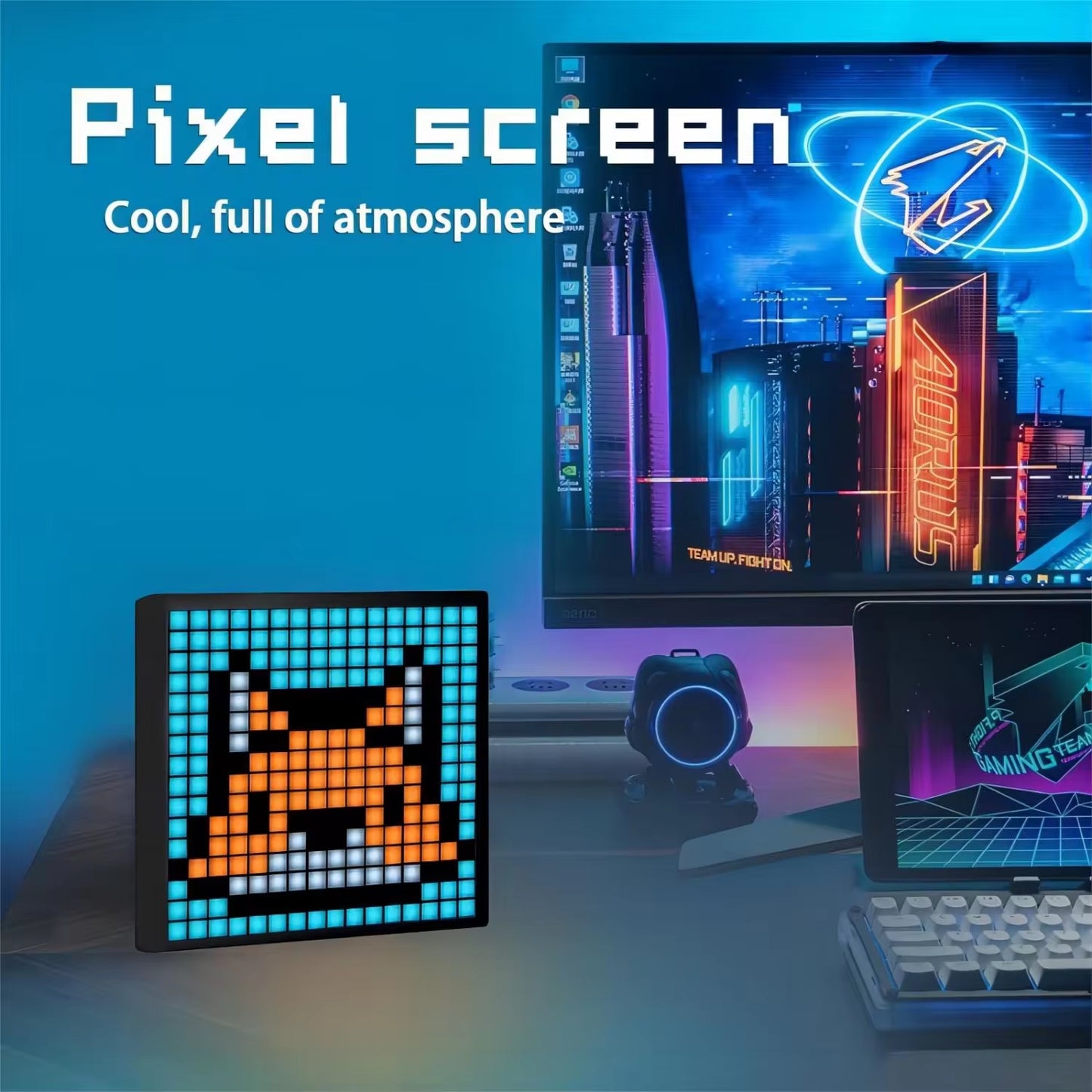 Smart RGB LED Matrix Display with Bluetooth App Control for Customizable Art and Gaming Room Decor
