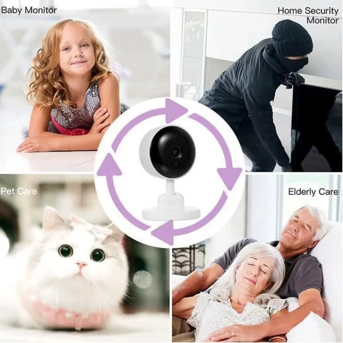 3MP Tuya Smart WiFi Baby Monitor with Two-Way Audio and Night Vision for Newborn Security Surveillance